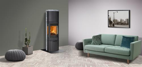 Krbová kamna Jotul F 377 ADV HT BP - boční prosklení, podstavec, nástavec, mastek, černý lak