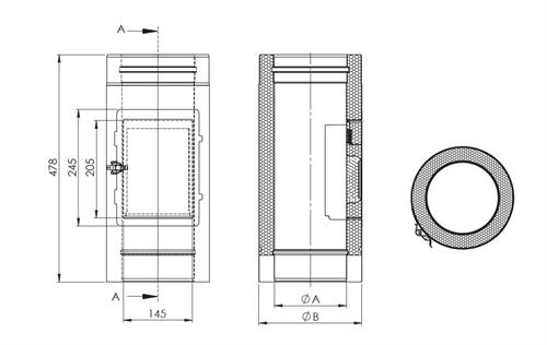 DWV381 Komínový díl s čistícím/kontrolním otvorem pr. 200 mm