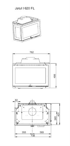 Krbová vložka Jotul I 620 FL - čelní a levé boční sklo