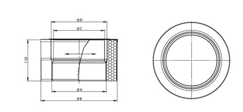 DWV37GW Přechodový díl jednostěnného kouřovodu na komín s integrovanou zděří pr. 150 mm