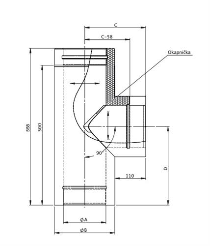 DWV317 Sopouch 90° s okapničkou pr. 150 mm