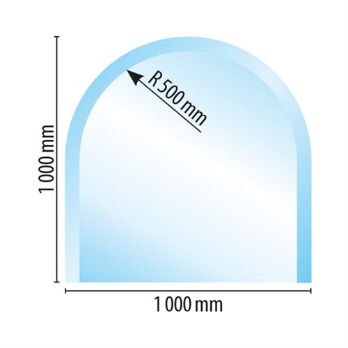 Sklo pod kamna - tvar U 1000x1000 mm