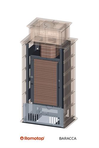 Baracca 11 H - designový kachlový krb s kobkou, čelní sklo