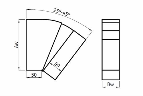 KARL Nastavitelné koleno 25°-45°/ 150x50 - kanál