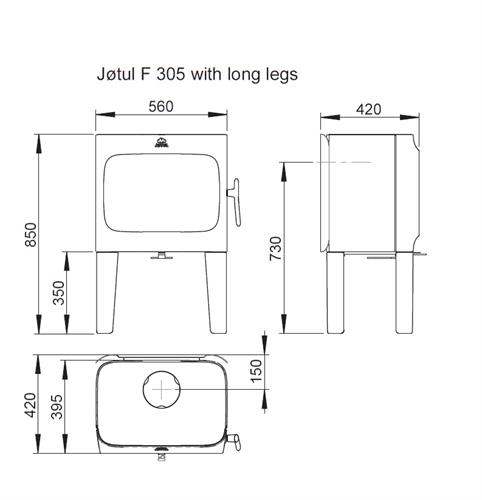 Krbová kamna Jotul F 305 CB LL - černý lak