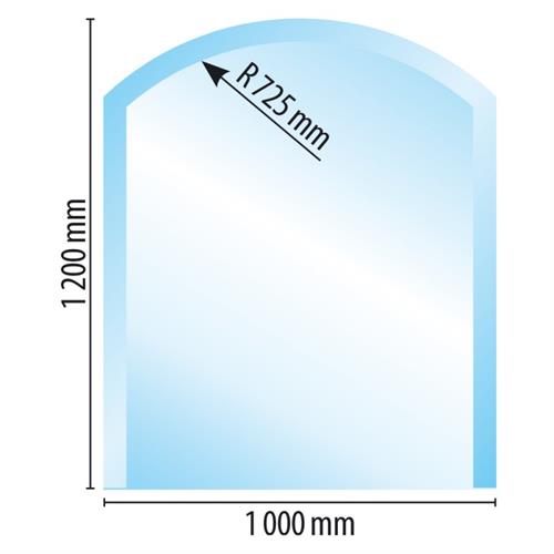 Sklo pod kamna - obdélník s oblou stranou 1000x1200 mm