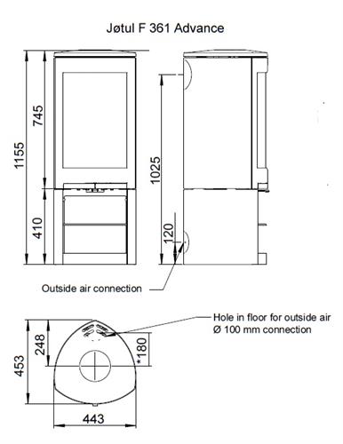 Krbová kamna Jotul F 368 ADV - podstavec s dvířky, černý lak