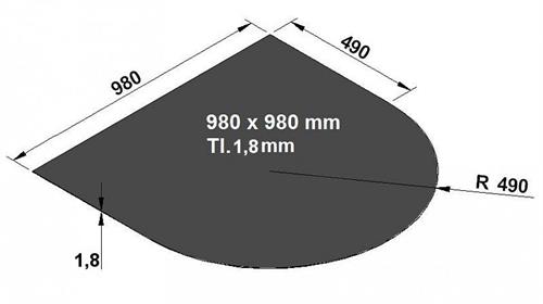 Plech A3 oblouk - 980x980 mm