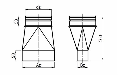 KARL Redukce kanál-potrubí 200x90 / pr.150 mm