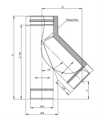 DWV12 Sopouch 45° s okapničkou pr. 200 mm