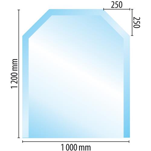 Sklo pod kamna - obdélník se zkosenými rohy 1200x1000 mm