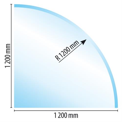 Sklo pod kamna - 1/4 kruhu - 1200x1200 mm