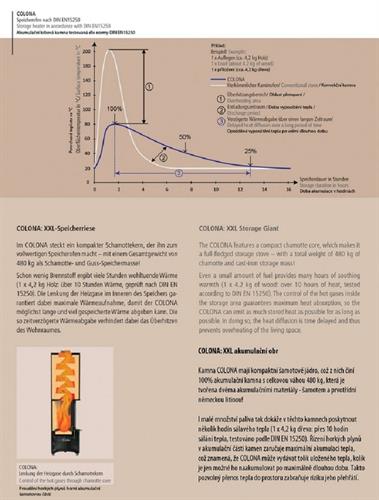 Akumulační krbová kamna COLONA - červený smalt, oblá dvířka