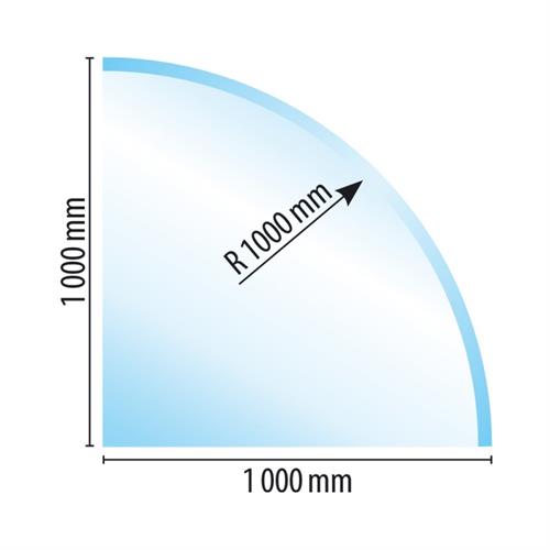 Sklo pod kamna - 1/4 kruhu - 1000x1000 mm